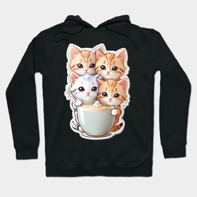 Cute Kittens With A Cup Of Milk Tea Hoodie by AySelin